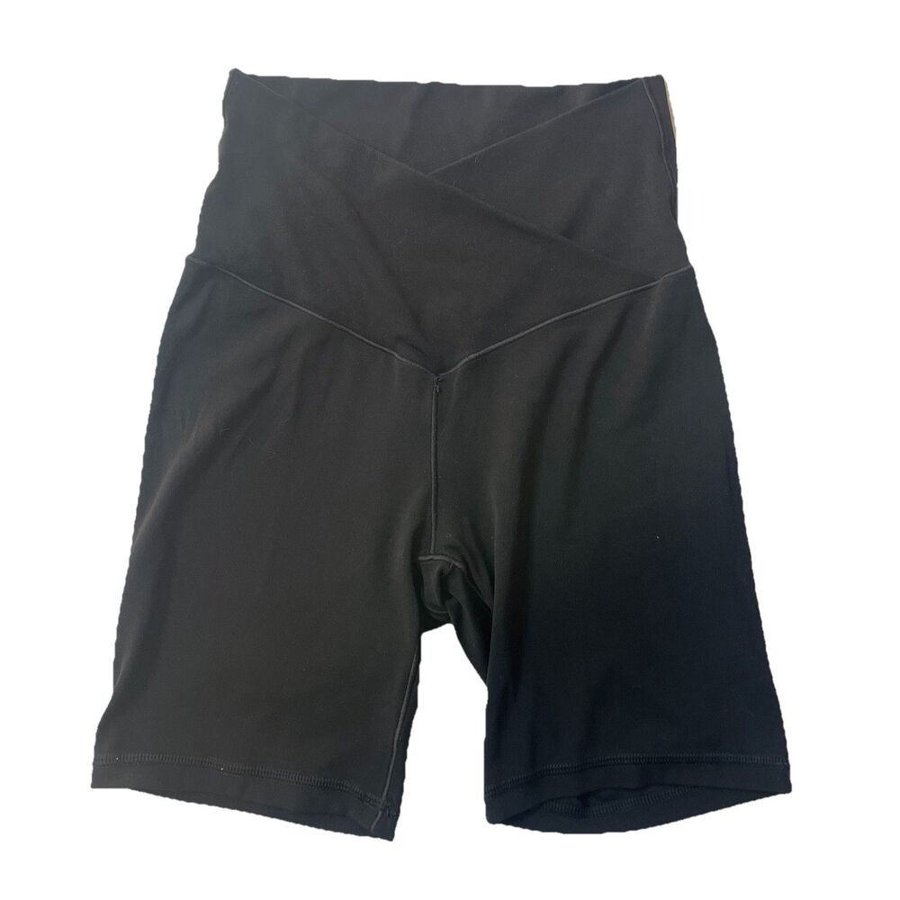 Aerie OFFLINE Bike 7" Shorts Women's Size Small Real Me Black Crossover Hi Rise